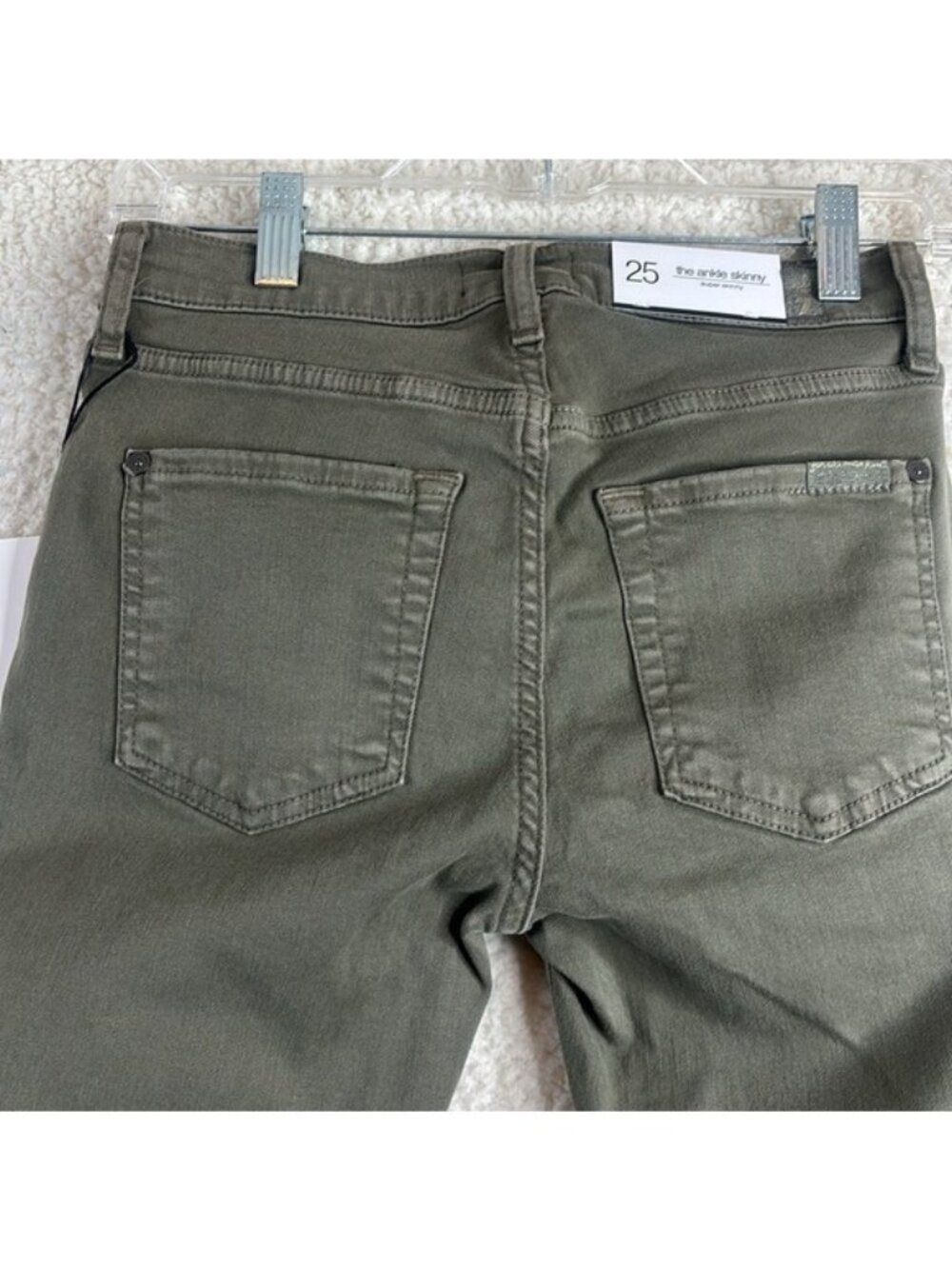 NWT 7 For All Mankind Womens Olive Green Stretch Ankle Skinny Jeans Size 25 - Picture 8 of 12